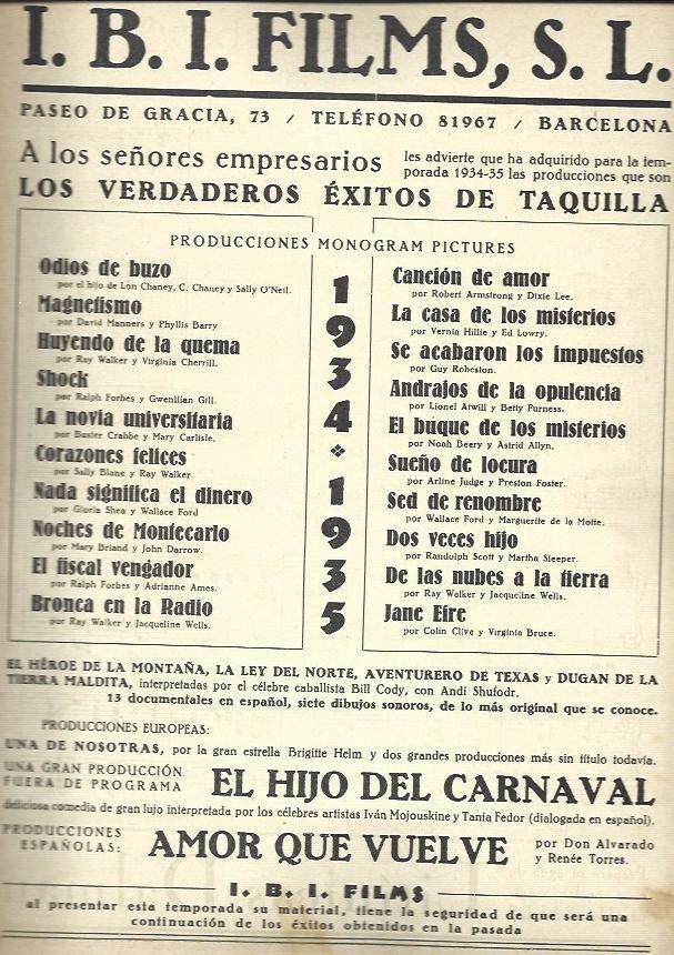 LAMINA 32514: Producciones de IBI Films SL en 1934
