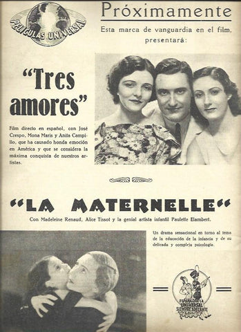 LAMINA 32518: Anuncio de Tres Amores y La Maternelle