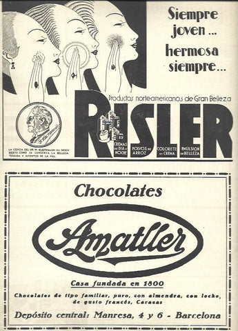 LAMINA 32520: Publicidad de Risler y Chocolates Amatller