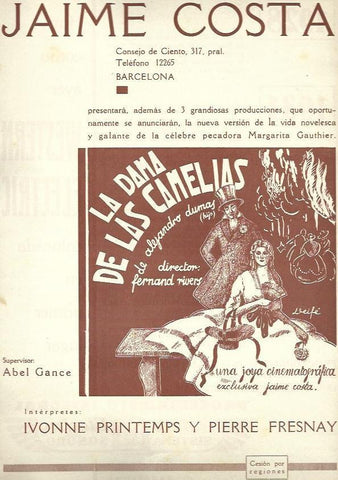 LAMINA 32521: Anuncio de La Dama de las Camelias