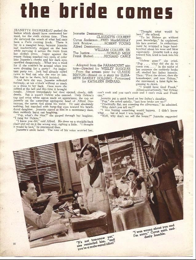LAMINA 32103: Reparto y escenas de The Bride comes home