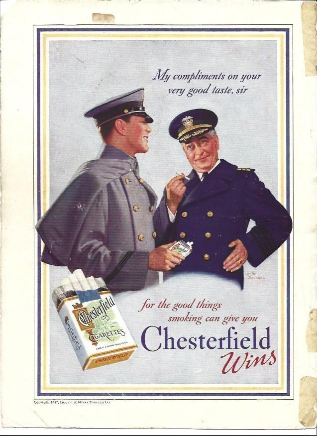 LAMINA 32037: Contraportada con publicidad de Chesterfield