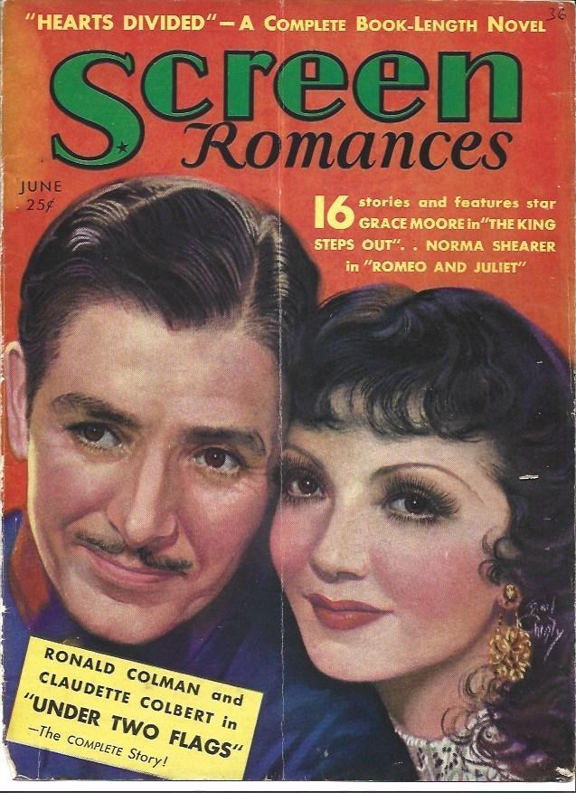 LAMINA 32268: Ronald Colman y Claudette Colbert en portada de Screen Romances