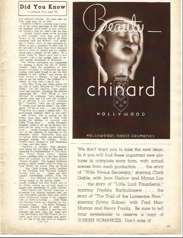 LAMINA 32203: Publicidad de Beaty Chinard