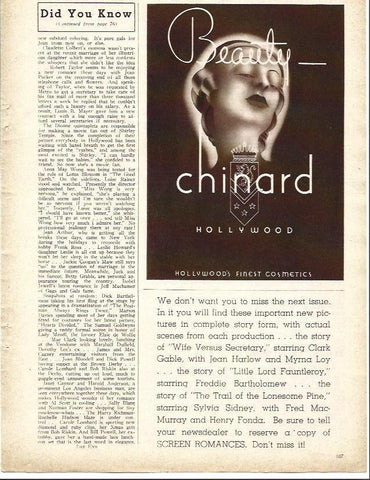 LAMINA 32203: Publicidad de Beaty Chinard