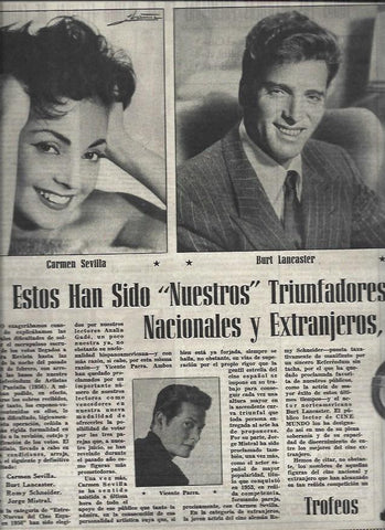 LAMINA 32989: Carmen Sevilla, Burt Lancaster y Vicente Parra