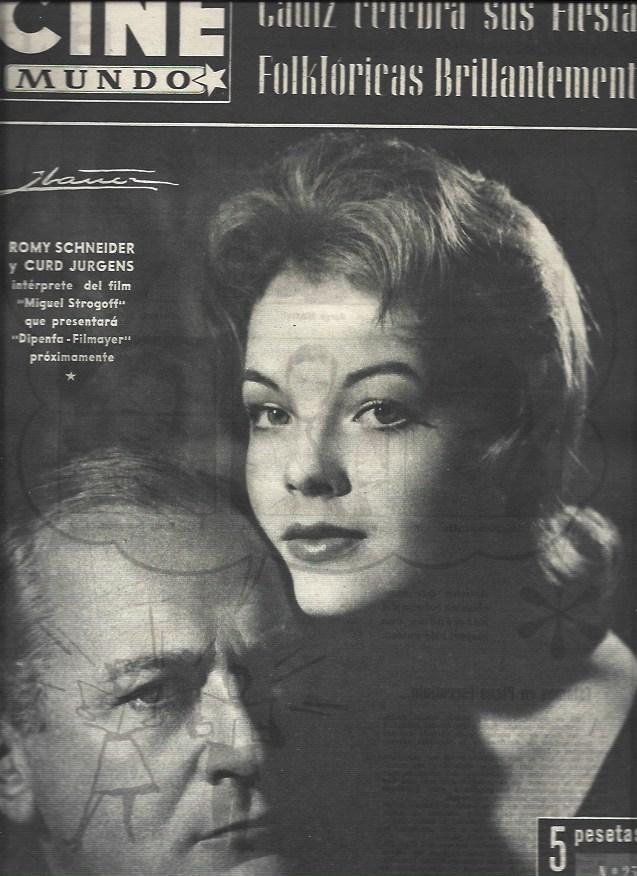 LAMINA 32975: Romy Schneider y Curd Jurgens en portada