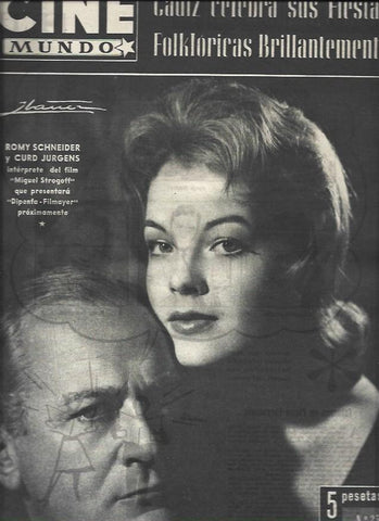 LAMINA 32975: Romy Schneider y Curd Jurgens en portada