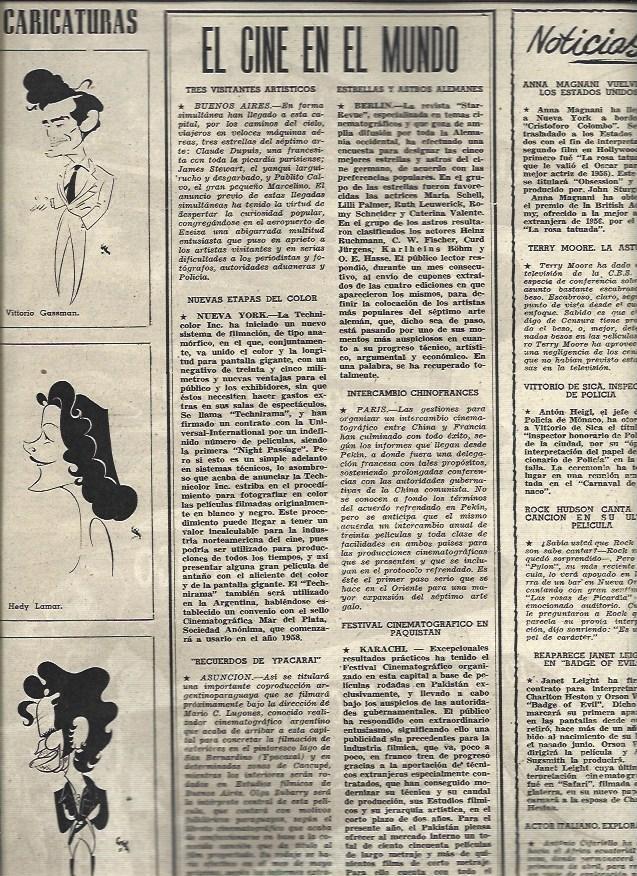 LAMINA 33011: Caricaturas de Vittorio Gessman, Hedy Lamar y Charlton Heston