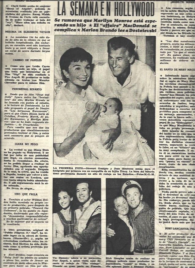 LAMINA 32956: Steward Granger y Jean Simmons con su hija