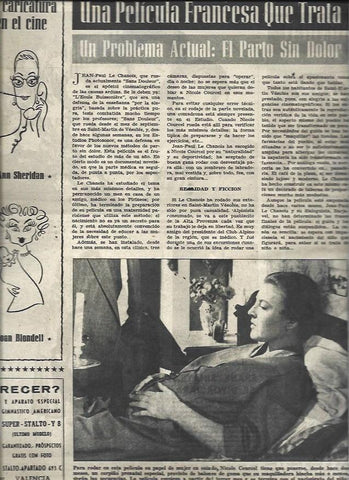 LAMINA 32893: Nicole Courcel y caricaturas de Anna Sheridan y Joan Blondell