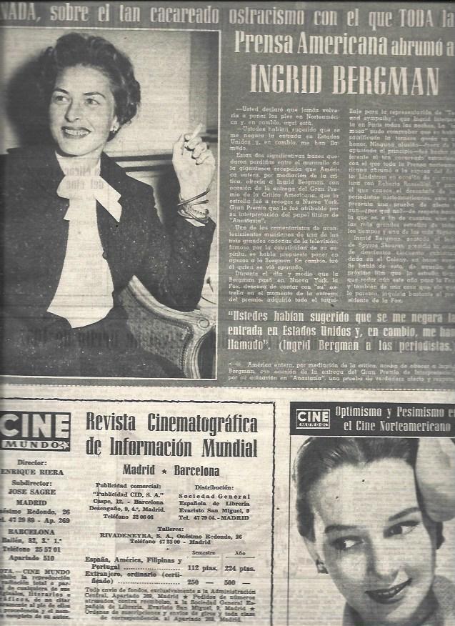 LAMINA 32943: Ingrid Bergman en America