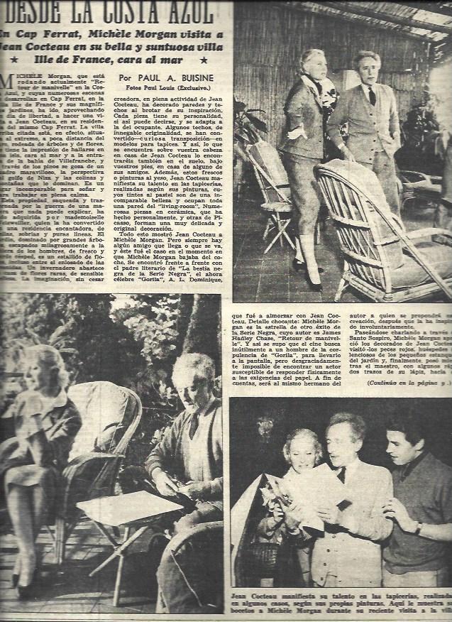 LAMINA 32953: Michele Morgan y Jean Cocteau en Cap Ferrat