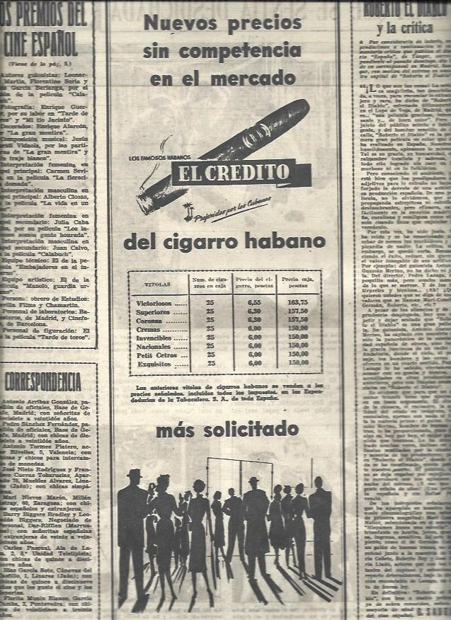 LAMINA 32949: Publicidad de habanos El Credito