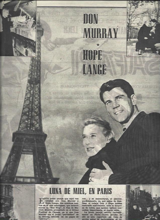LAMINA 32936: Don Murray y Hope Lange en Paris