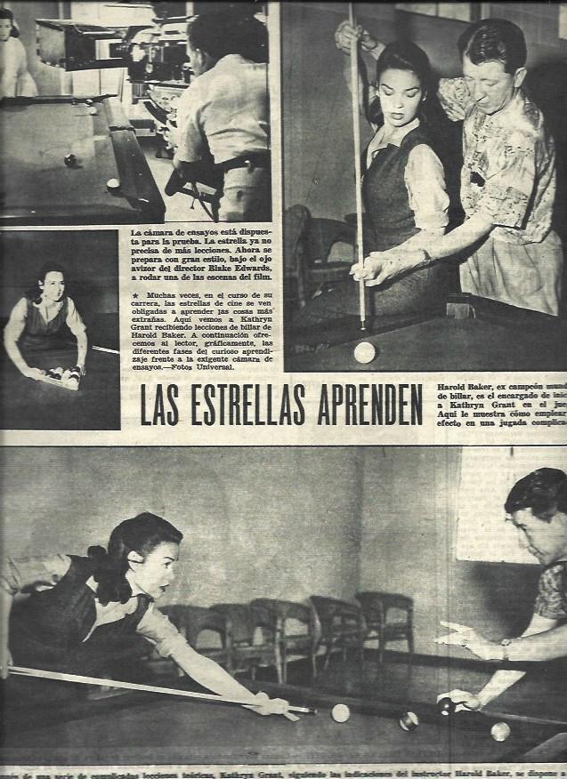 LAMINA 33167: Kathryn Grant aprendiendo billar