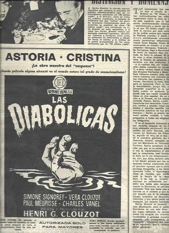 LAMINA 33147: Anuncio en cine Astoria de Las Diabolicas