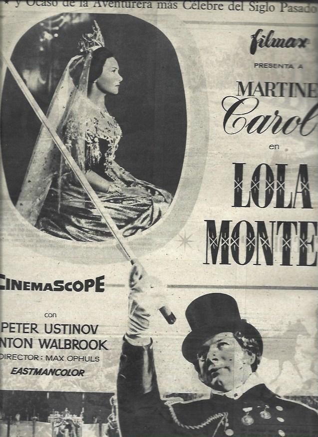 LAMINA 33058: Anuncio de Lola Montes con Martine Carol