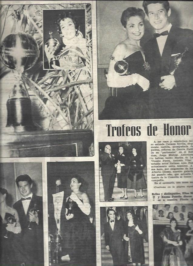 LAMINA 33034: Carmen Sevilla y Vicente Parra con los Trofeos de Honor