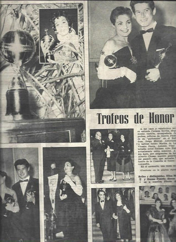 LAMINA 33034: Carmen Sevilla y Vicente Parra con los Trofeos de Honor