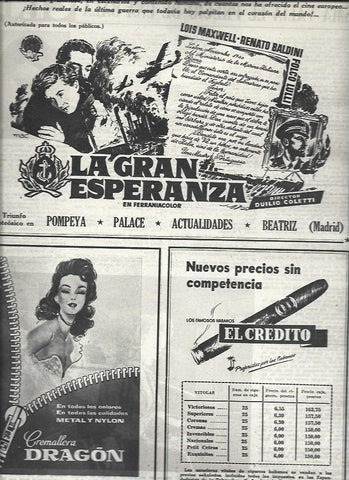 LAMINA 32714: Anuncio de La gran esperanza y publicidad de Cremallera Dragon