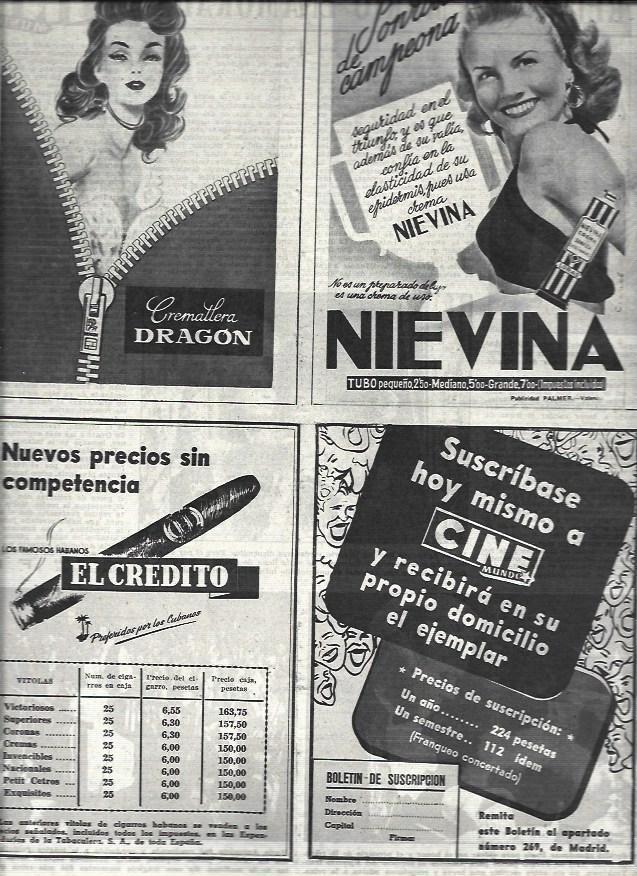 LAMINA 32634: Publicidad de cremallera Dragon, Nievina y habanos El Credito