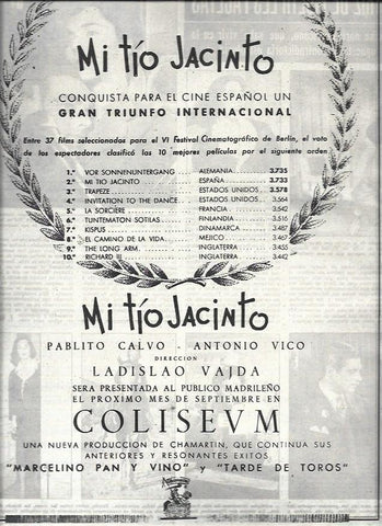 LAMINA 32628: Anuncio de Mi tio Jacinto