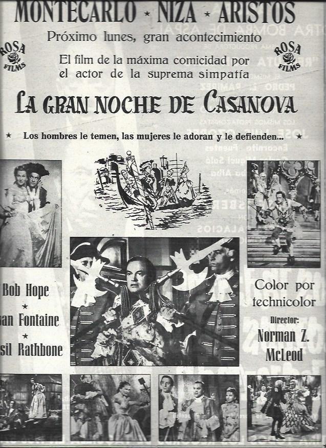 LAMINA 32667: Anuncio de La gran noche de Casanova