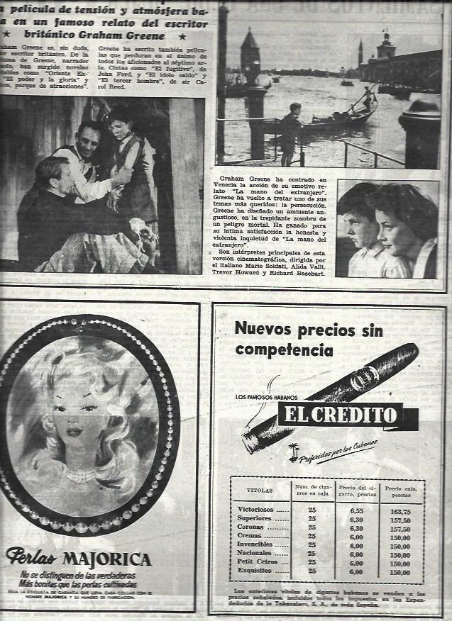 LAMINA 32670: Publicidad de Perlas Majorica y habanos El credito