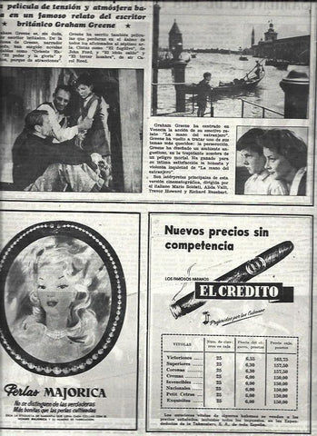 LAMINA 32670: Publicidad de Perlas Majorica y habanos El credito
