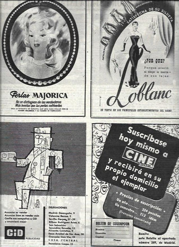 LAMINA 32646: Publicidad de Perlas Majorica, Loblanc y Publicidad Cid SA