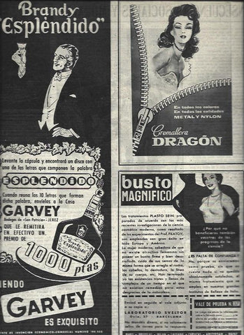 LAMINA 32818: Publicidad de brandy Garvey y Cremallera dragon