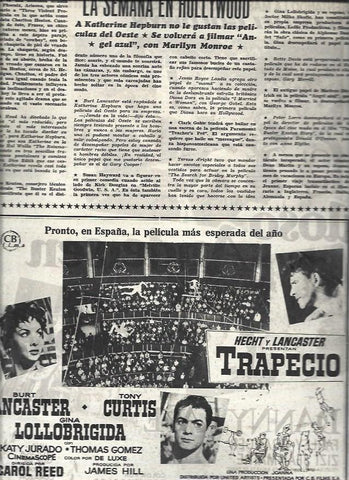 LAMINA 32873: Anuncio de Trapecio con Tony Curtis