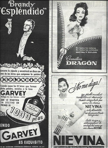 LAMINA 32773: Publicidad de brandy Garbey, cremallera Dragon y Nievina