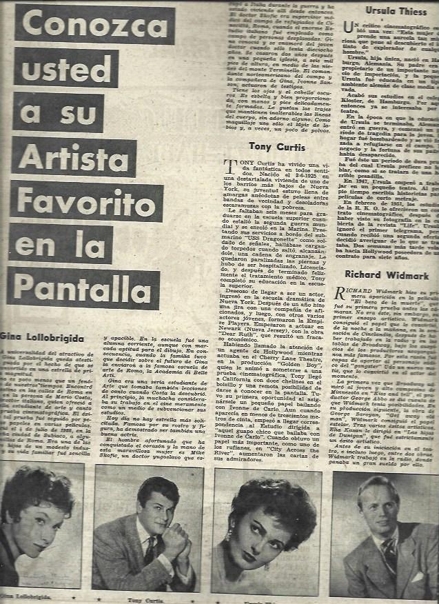 LAMINA 32806: Gina Lollobrigida, Tony Curtis, Richard Widmarch y Ursula Thiess