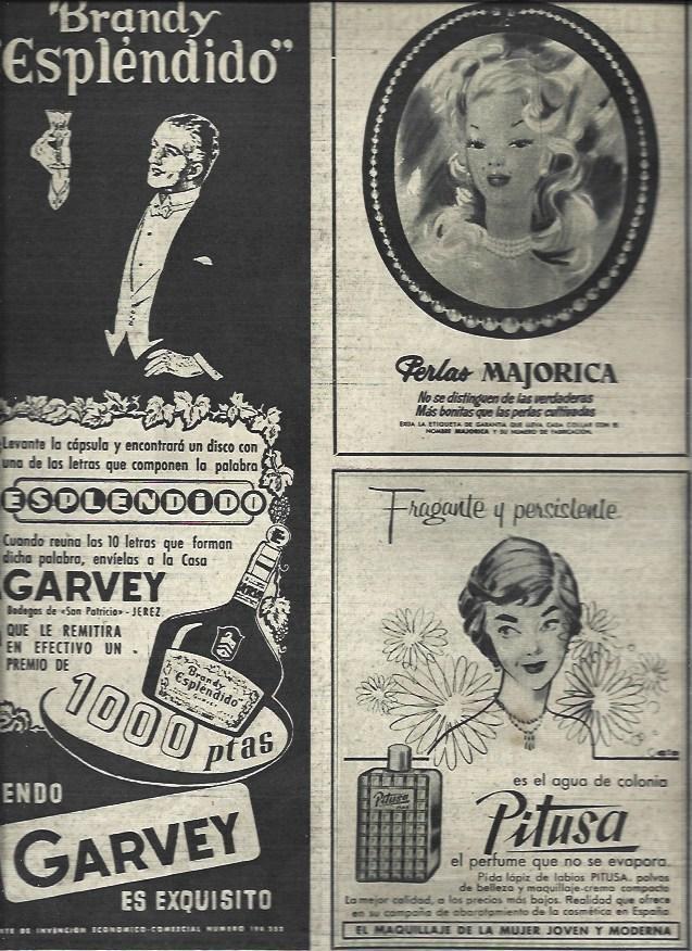 LAMINA 32808: Publicidad de Majorica, brandy Garbey y Pitusa