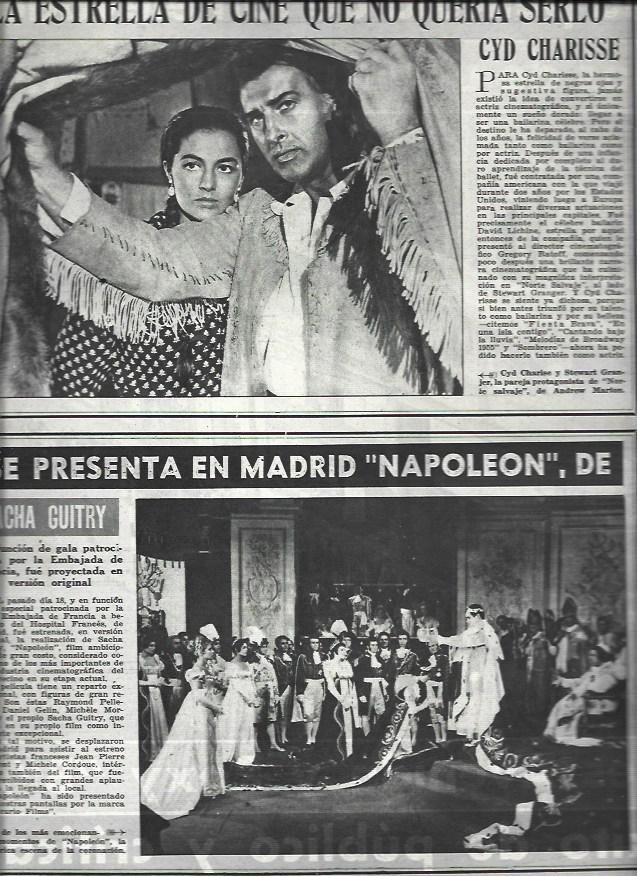 LAMINA 32782: Cyd Charisse y estreno en Madrid de Napoleon