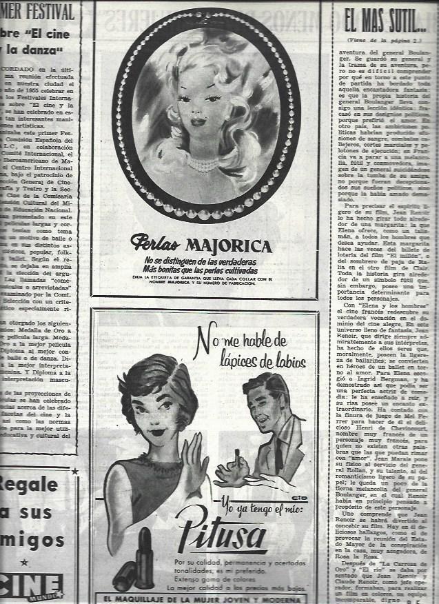 LAMINA 32785: Publicidad de Pitusa y perlas Majorica