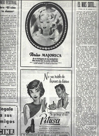 LAMINA 32785: Publicidad de Pitusa y perlas Majorica