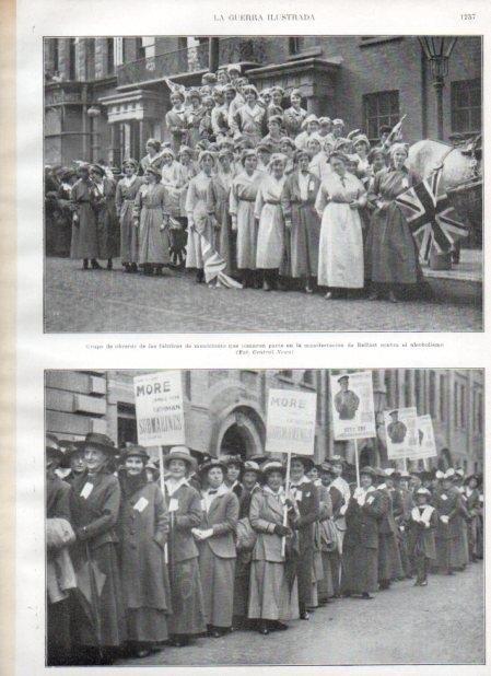 LAMINA V20923: Manifestacion de mujeres en Belfast pidiendo prohibir la venta de alcohol