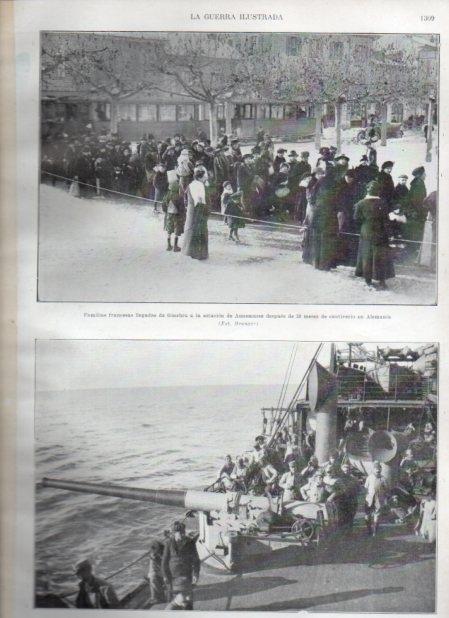 LAMINA V20961: Franceses cautivos en Alemania llegando a la estacion de Annemasse