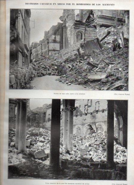 LAMINA V21046: Interior de la catedral de Arras destruida