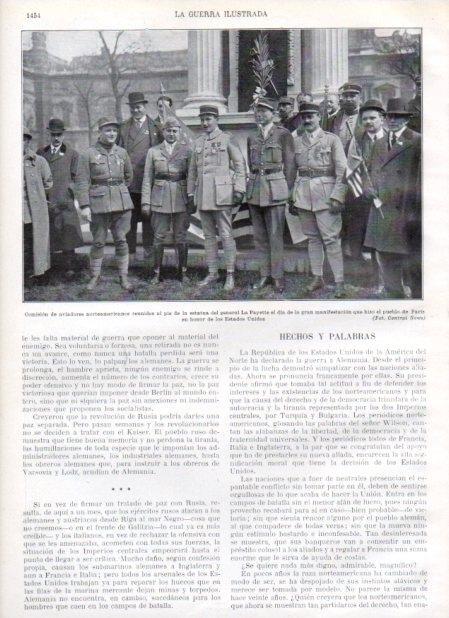 LAMINA V21044: Aviadores norteamericanos al pie de la estatua del general LaFayette