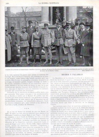 LAMINA V21044: Aviadores norteamericanos al pie de la estatua del general LaFayette