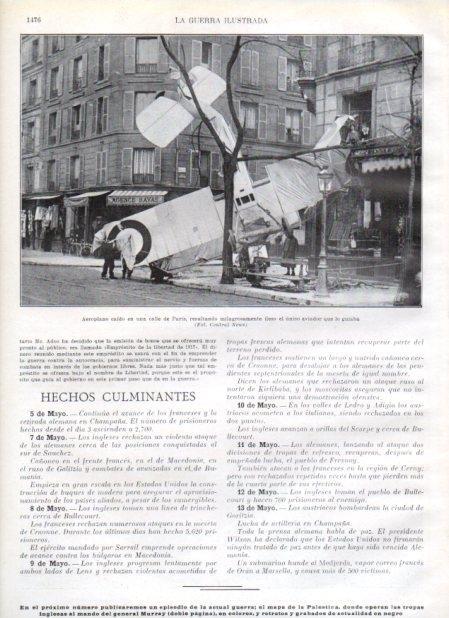 LAMINA V21056: Aeroplano caido en una calle de Paris