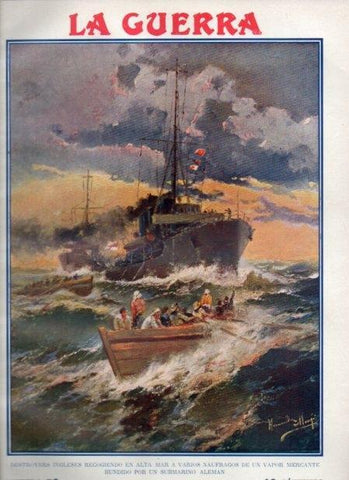 LAMINA V21057: Destroyers ingleses recogiendo naufragos de un vapor