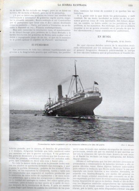LAMINA V20835: Trasatlantico ingles torpedeado