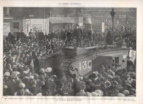 LAMINA V20668: George Robey en la plaza de Trafalgar en Londres