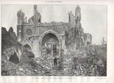 LAMINA V20703: Ruinas de la catedral de Ypres