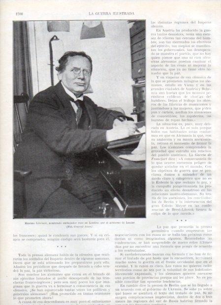 LAMINA V20686: Maximo Litvinov embajador ruso